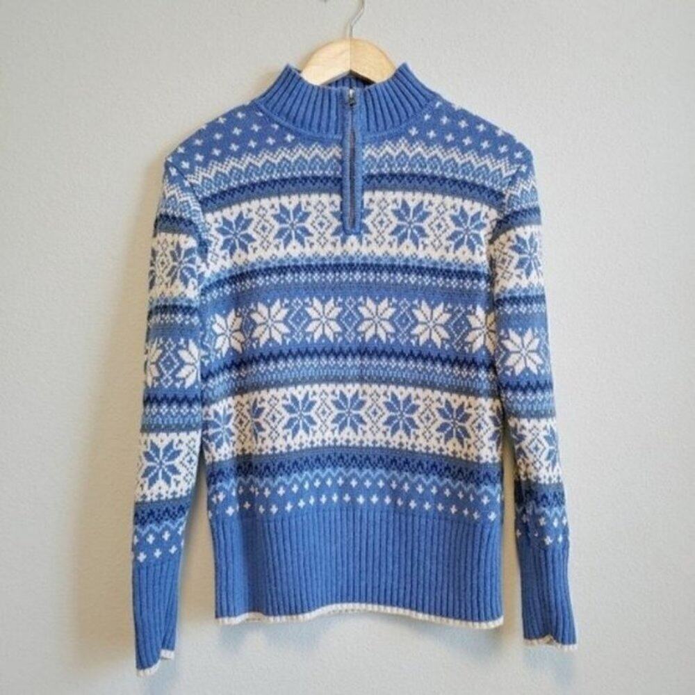 Nomadic Traders Women's Cotton Blend Ribbed Half Zip Knit Sweater Sz M